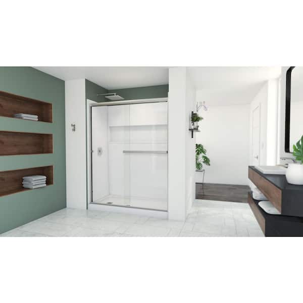 Bootz Industries Bootz Aloha 56-60 in. W x 70 3/8 in. H Semi-Frameless Sliding Shower Door in Brushed Nickel