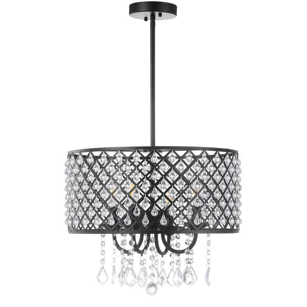 Gigi 17" Black Metal/Crystal LED Glam Drop Chandelier