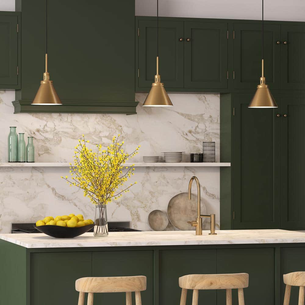 Zeno 10" Brass Finish Industrial Pendant Light