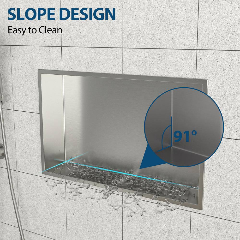 21" x 13" Brushed Nickel Stainless Steel Shower Niche