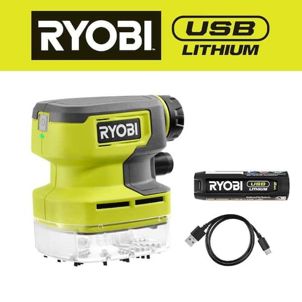 RYOBI USB Lithium Desktop Vacuum Kit with 2.0 Ah Lithium-Ion Battery and Charging Cable