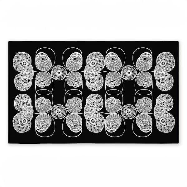 Patterned Elemental Shapes Black 18 in. x 30 in. Polyester Non-Slip Outdoor Door Mat