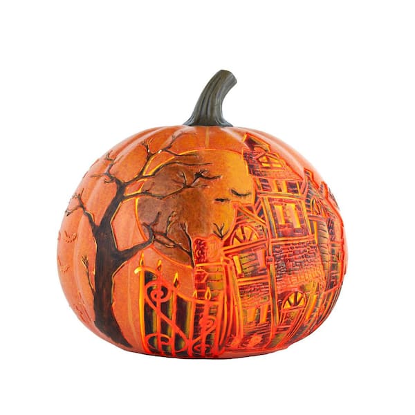 Home Accents Holiday 10 in. LED Haunted House Jack-O-lantern