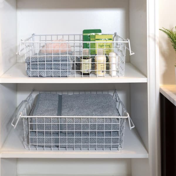 Conditiclusy Plastic Storage Basket, Open Storage Bin with Handles -  Organizer for Kitchen, Bedroom, Under Sink Bathroom Organizer, Toy Baskets  