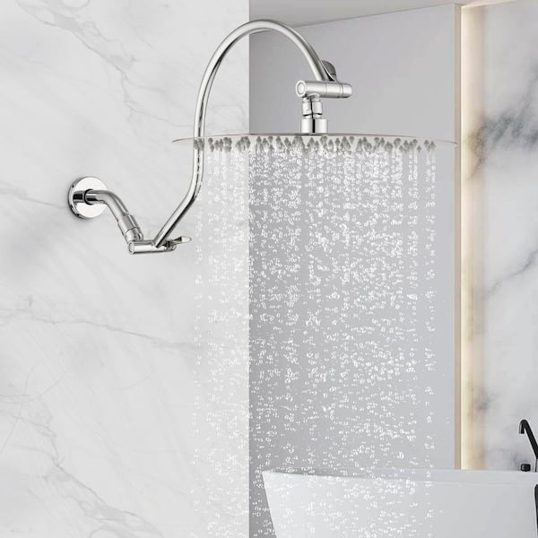 1-Spray Patterns 1.5GPM 10 in. Wall Mount Rain Shower Fixed Shower Head in Chrome (Not Valve)