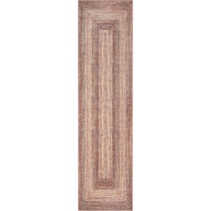 Rodeo Chindi Modern Solid and Striped Blush Yellow 2 ft. 7 in. x 9 ft. 10 in. Runner Area Rug