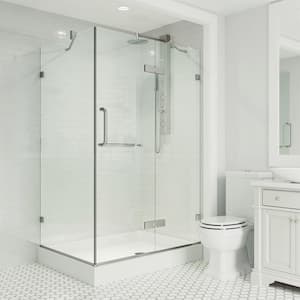 Monteray 36 in. L x 48 in. W x 79 in. H Frameless Pivot Shower Enclosure Kit in Brushed Nickel with 3/8 in. Clear Glass