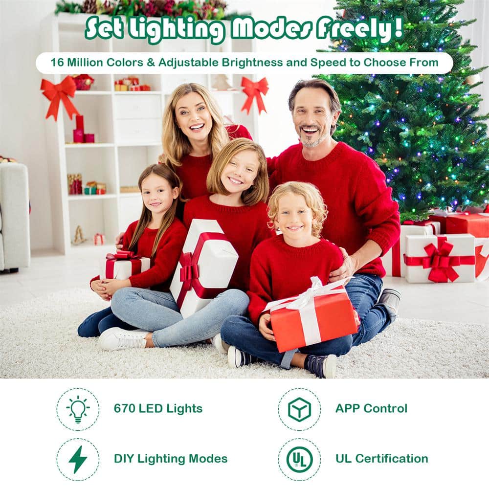 8-Foot Green Pre-Lit Artificial Christmas Tree with LED Lights