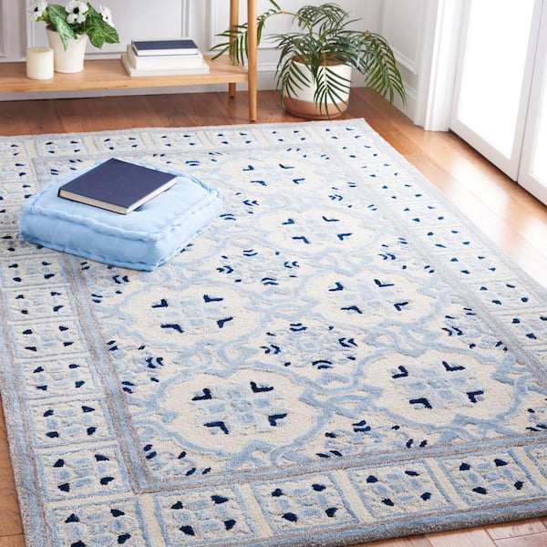 Bella 5 ft. x 8 ft. Ivory/Blue Oriental Area Rug