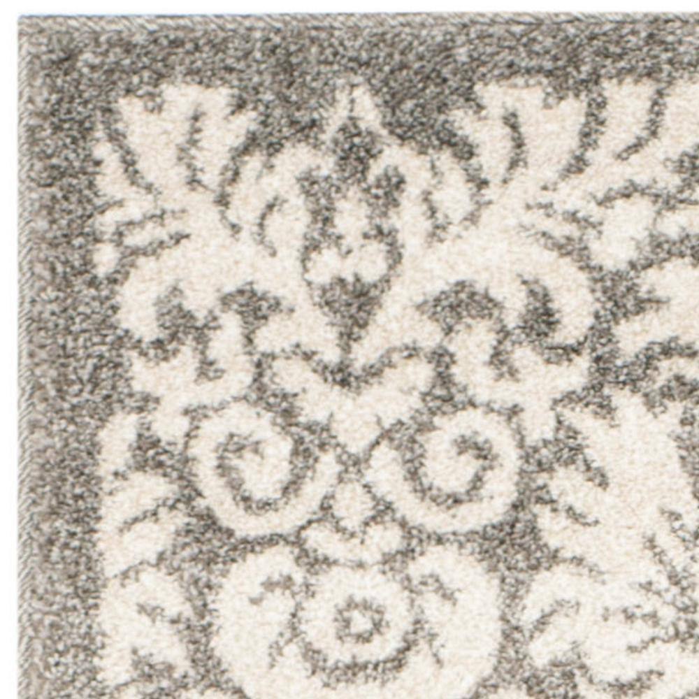 Elegant Gray 27" Stain-Resistant Synthetic Area Rug