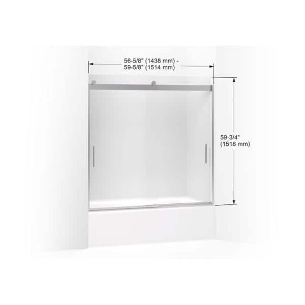 Levity 59.625 in. W x 59.75 in. H Frameless Sliding Tub Door with Towel Bars in Anodized Dark Bronze Levity 59.625 in. W x 59.75 in. H Frameless Sliding Tub Door with Towel Bars in Anodized Dark Bronze