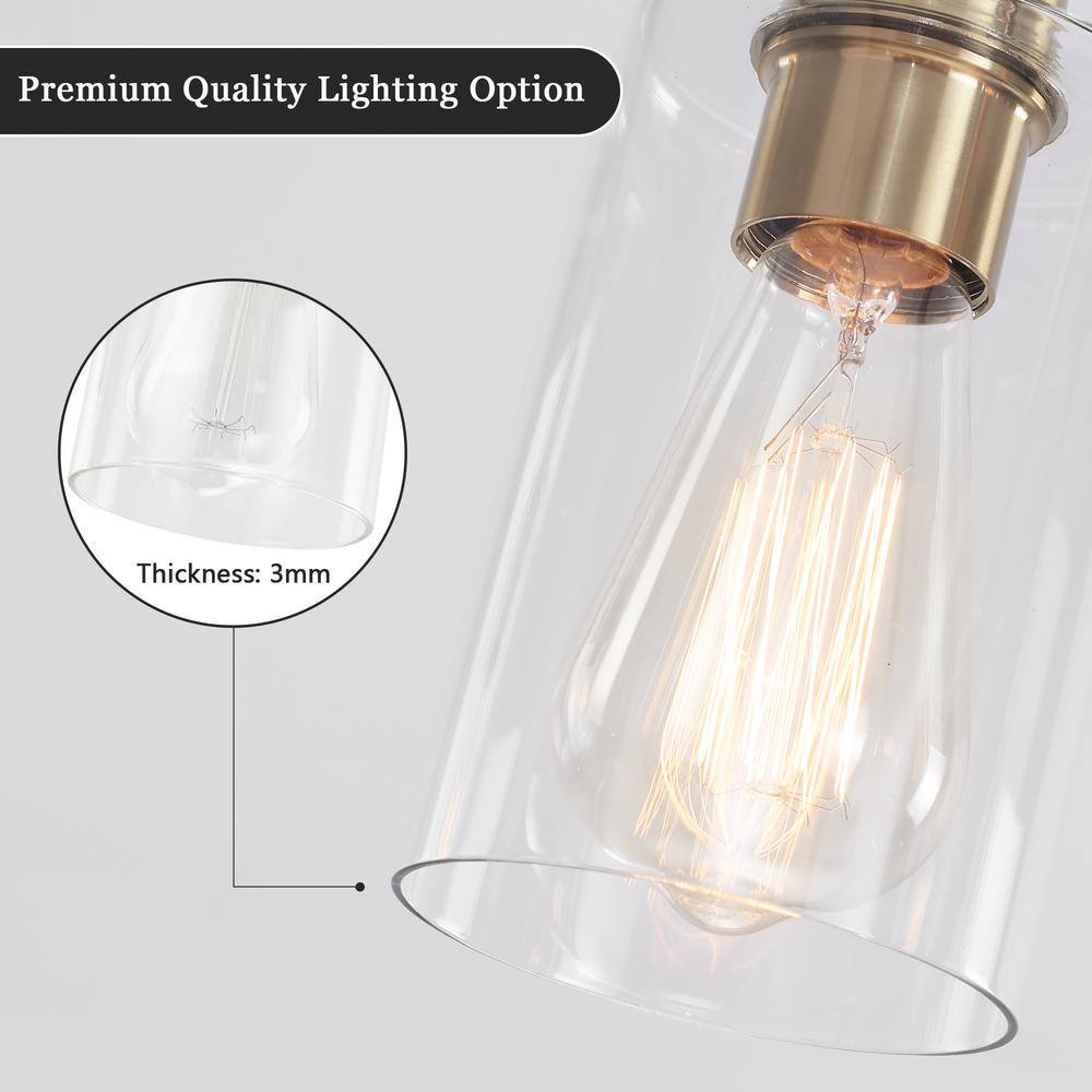 Gold Linear Pendant Light with Clear Glass Shades