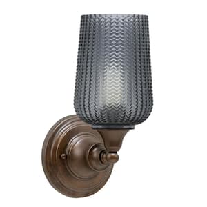 Fulton 1 Light Bronze Wall Sconce 5 in. Smoke Textured Glass