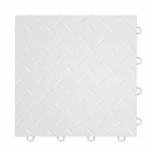 FlooringInc White Diamond 12 in. W x 12 in. L x 3/8 in. T Polypropylene Garage Flooring Tiles (16 Tiles/16 sq.ft.)