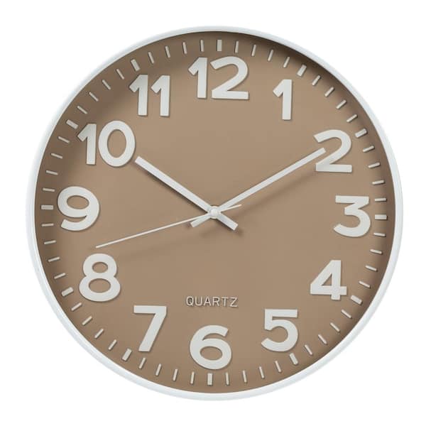 Kiera Grace KIERA GRACE Cary Quartz Wall Clock – 14 in. Grey/White, Arabic Numerals Clock