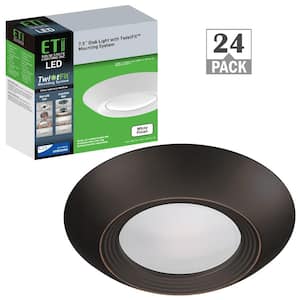 5 in./6 in. Disk Light with Oil Rubbed Bronze Trim Integrated LED Flush Mount Ceiling Light 3000K Soft White (24-Pack)