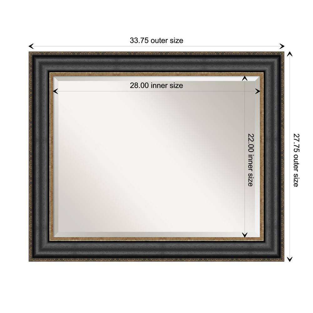 Thomas Black Bronze Rectangular Wall Mirror with Wood Frame