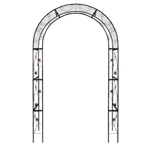 58 in. x 98.4 in. Black Metal Garden Arch Arbor Trellis with Wedding Arch Party Events Archway