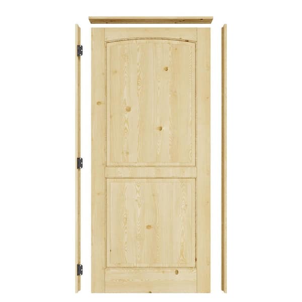 ARK DESIGN 36 in. x 80 in. 2-Panel Right Solid Core Unfinished Pine Wood Single Interior Door with Quick Assemble Pine Jamb