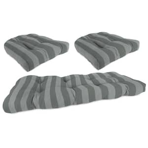 44 in. L x 18 in. W x 4 in. T Conway Smoke Outdoor Rectangular Wicker Cushion Set with 1 Bench and 2 Seat Cushions