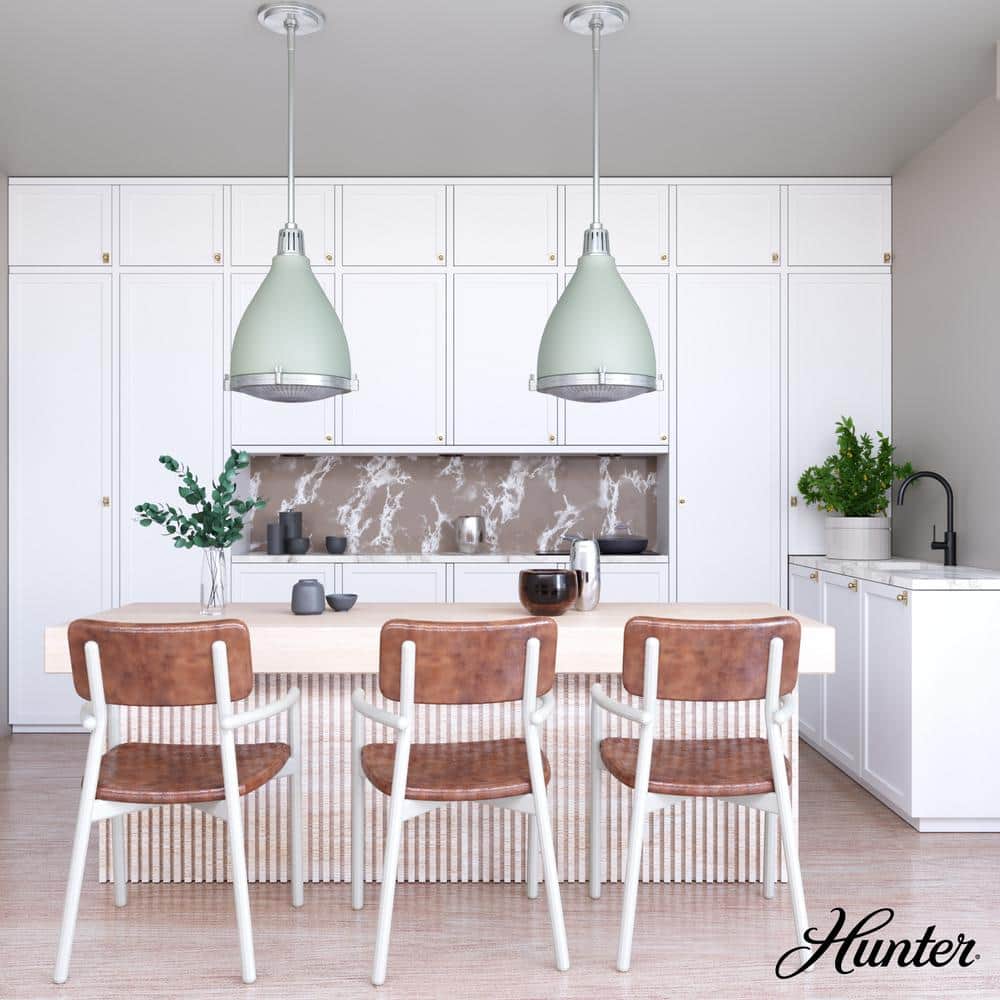 Soft Sage Brushed Nickel 16'' LED Glass Pendant Light