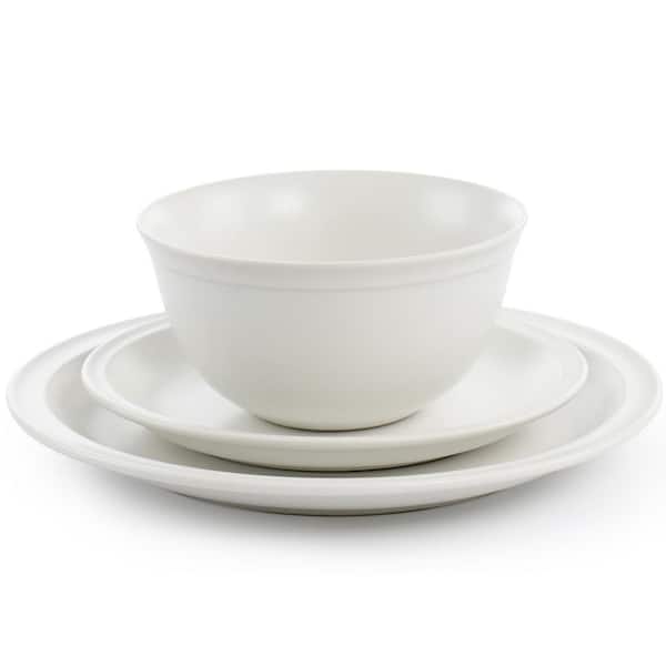 Gibson Home Siam 12 Piece Round Stoneware Dinnerware Set In White : Target