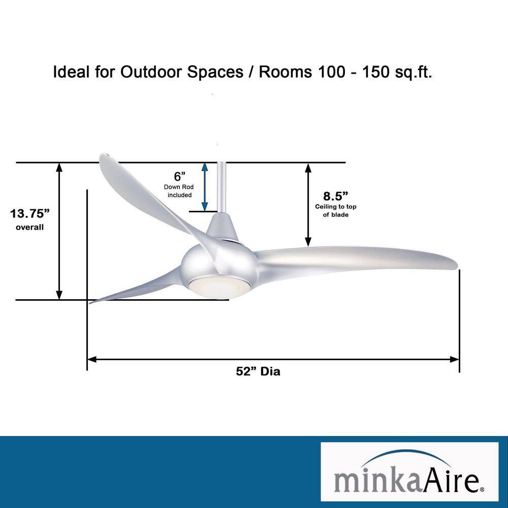 52" Silver LED Ceiling Fan with Remote and Light Kit