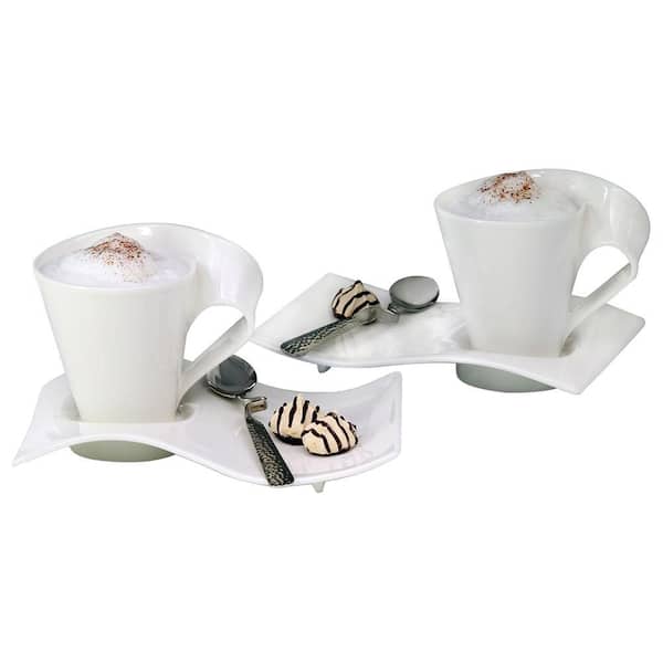 New Wave Caffe 11.75 oz. White Coffee Set (6-Piece Set)