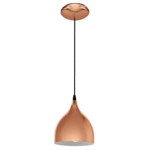 Coretto 1-Light Copper Bowl Pendant with Metal Shade