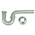 Brass P-Trap Assembly with Box Escutcheon and 1-1/2 in. O.D. J-Bend in Satin Nickel