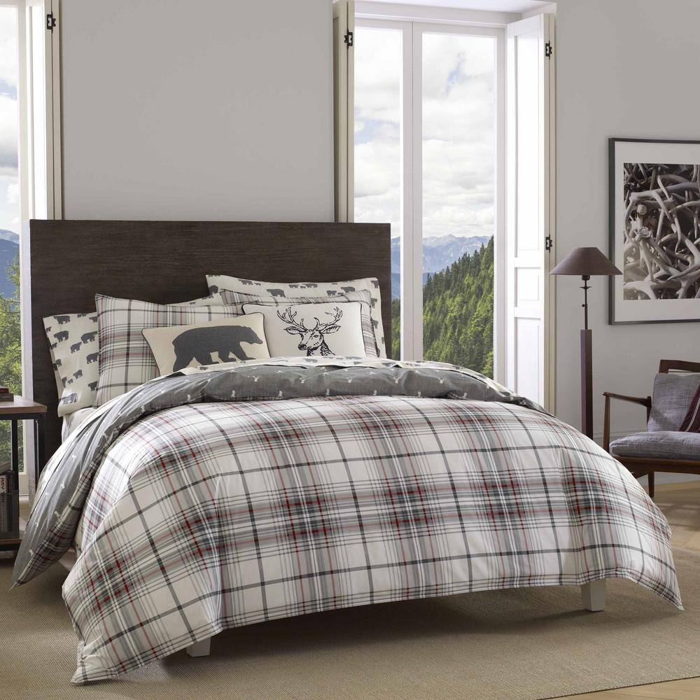 King Gray Cotton Reversible Down Alternative Comforter Set