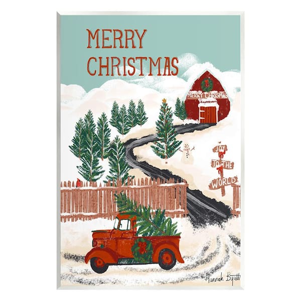 Stupell Industries Rural Christmas Scenery by Hannah by att 1-Piece Unframed Graphic Print Nature Poster Art Print 19 in. x 13 in.