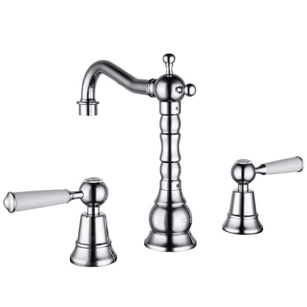 Pia Ricco 8 in. Widespread 2-Handle Bathroom Sink Faucet with Drain Assembly in Chrome