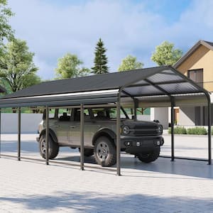 12 ft. x 20 ft. Metal Garage Canopy Heavy-Duty Carport with Galvanized Steel Roof & Frame for Car, Boats, Truck, Gray