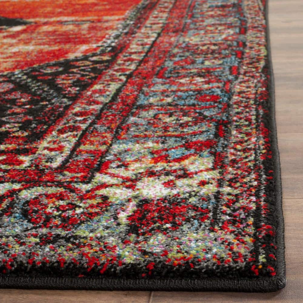 Vintage Hamadan Orange Multi High Pile Area Rug