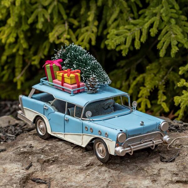 Zaer Ltd. International 14.56 in. Long Vintage Style Wagon with Christmas Tree