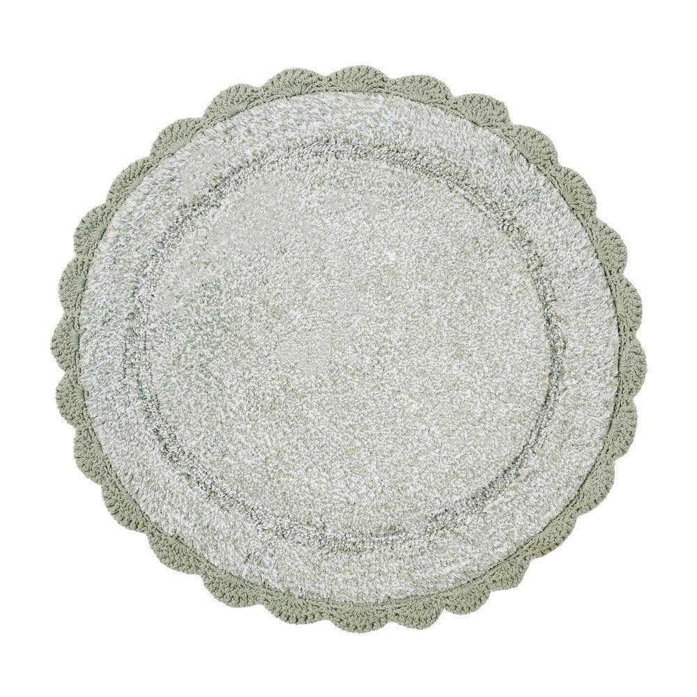 Laura Ashley Eloise Crochet Border 26in. Green Solid Cotton Round