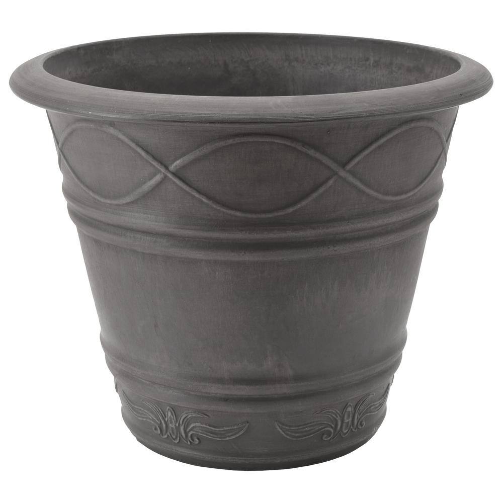 Large Dark Charcoal Recycled Plastic Stone Planter Pot