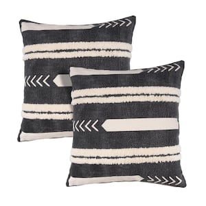 Avelie Black / White Striped Hand-Woven 20 in. x 20 in. Indoor Throw Pillow Set of 2