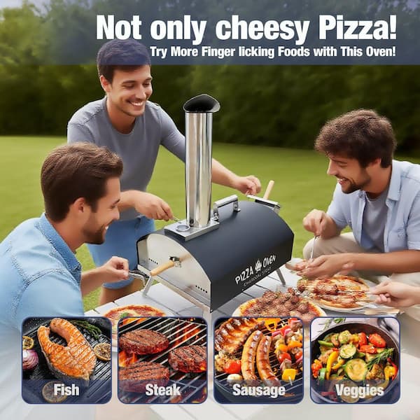 IHOMEadore 15.7 in. Wood Fired Stainless Steel Portable Outdoor