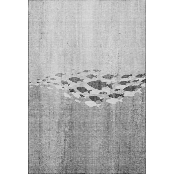 Addison Rugs Mayfield Premium Machine Washable Indoor/Outdoor Geometric AMF627 Gray 8 ft. x 10 ft. Area Rug