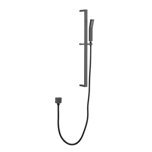 1-Spray Square High Pressure Handheld Shower with 27.5 in. Wall Bar in Matte Black