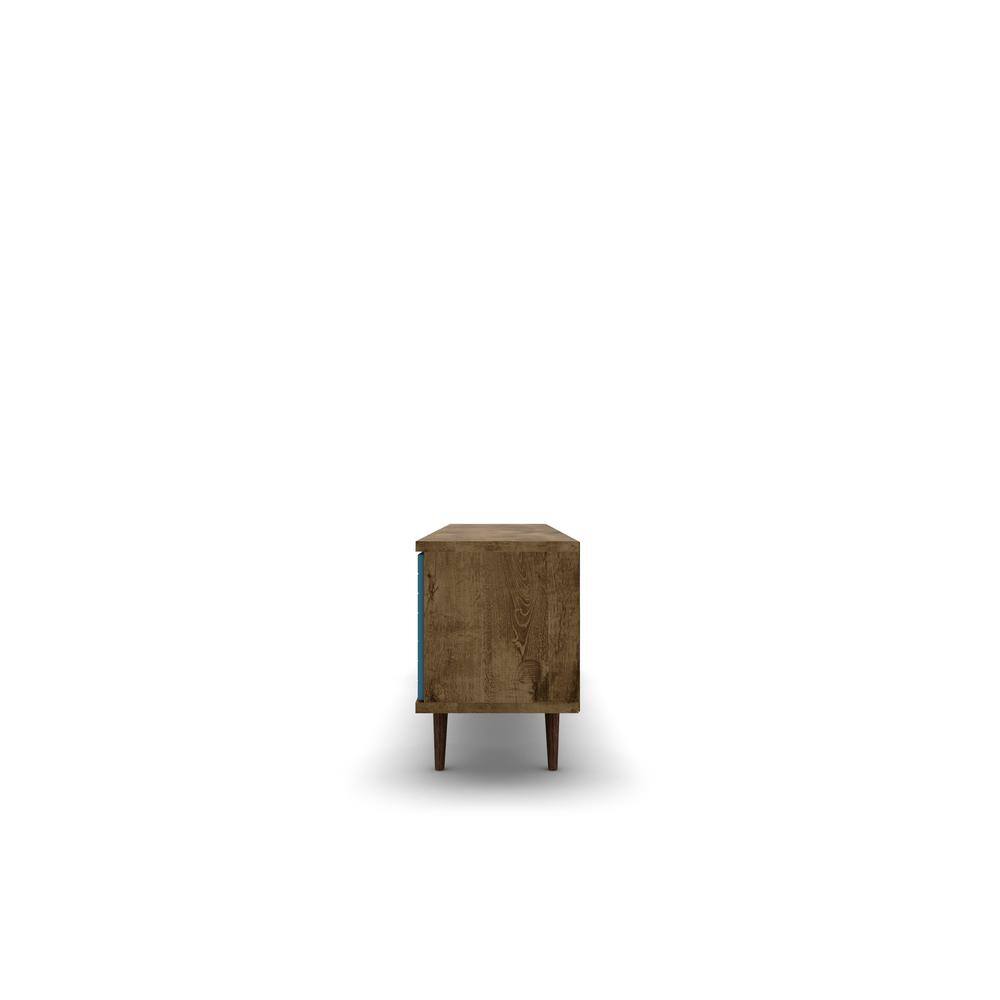 Rustic Brown and Aqua Blue 63" MDF TV Stand with Cabinet