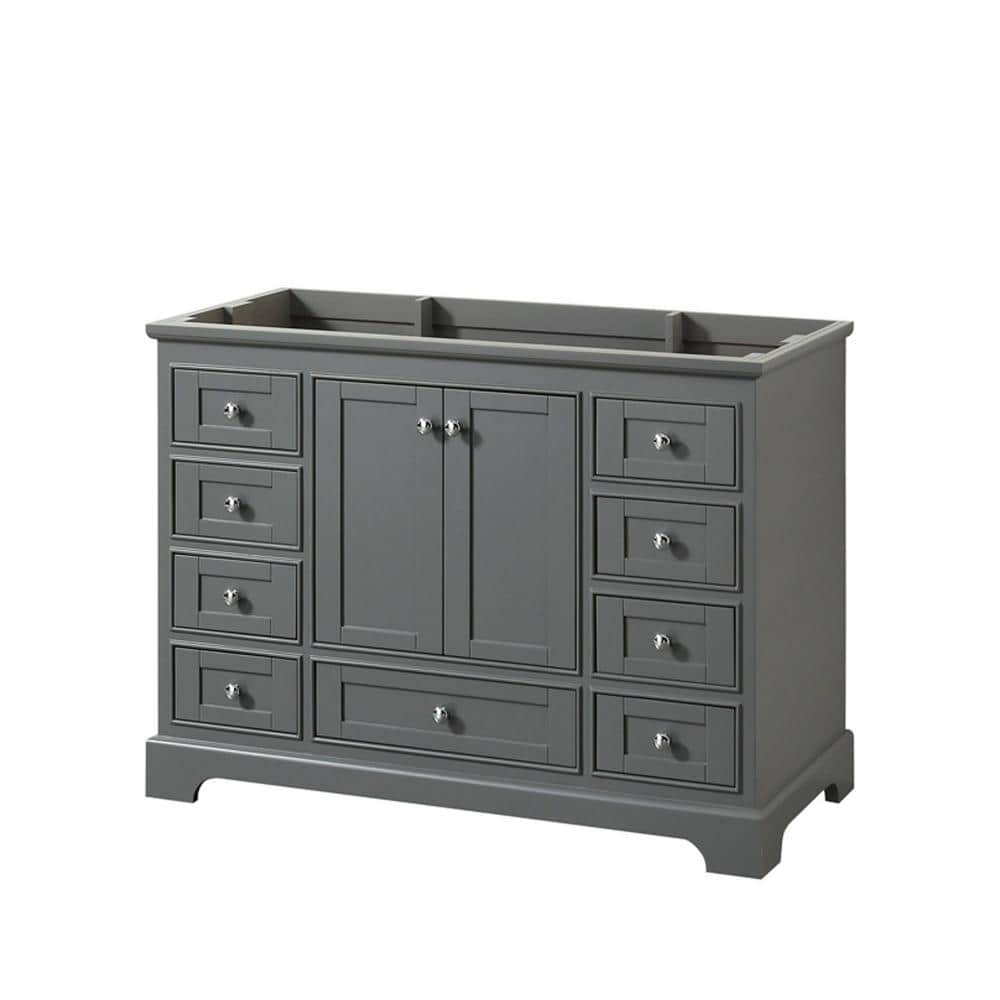 Wyndham Collection Deborah 47.25 in. W x 21.5 in. D Vanity Cabinet in Dark Gray