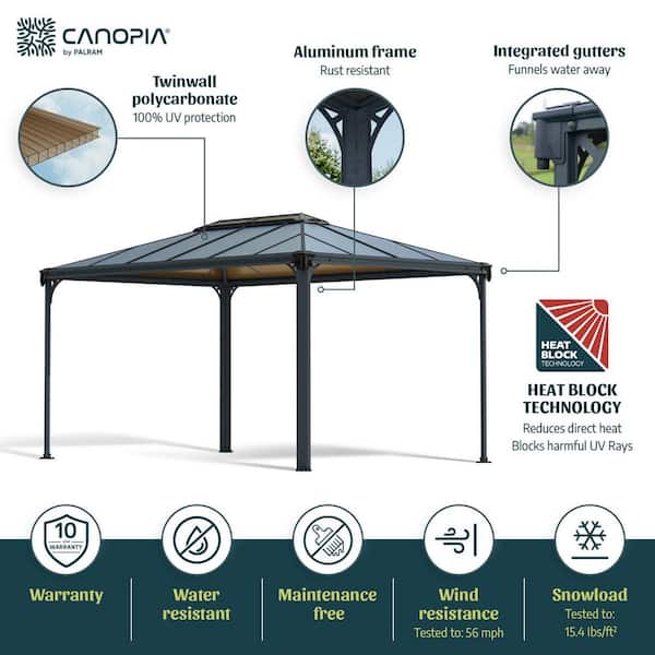 Martinique 10 ft. x 14 ft. Gray/Bronze Outdoor Gazebo
