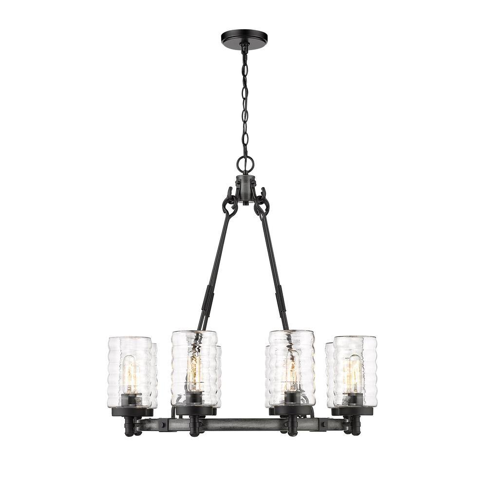 Ashen Barnboard Black 8-Light Outdoor Chandelier