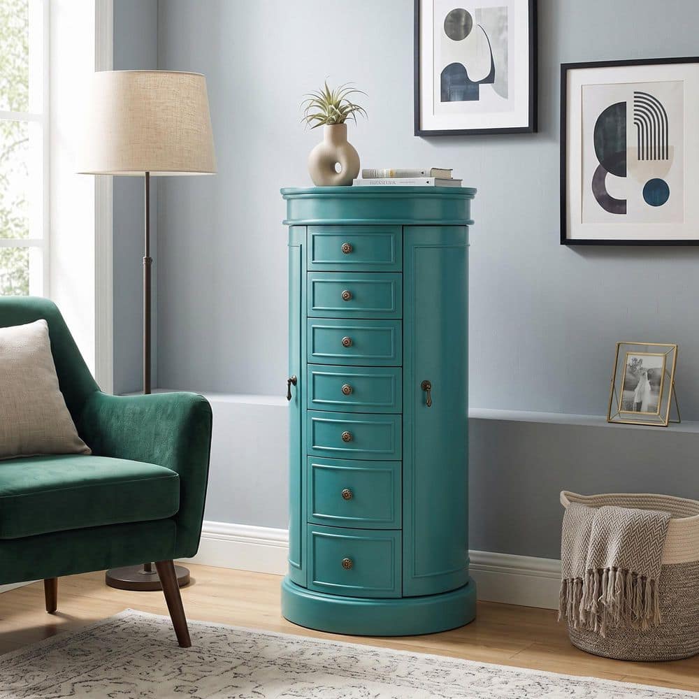 Sabrina Jewelry Armoire Turquoise 41 in. x 18 in. x 13.75 in.