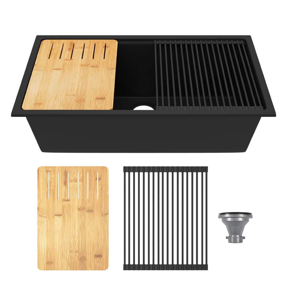 DEERVALLEY Workstation 33 in. Undermount Quartz Composite Single