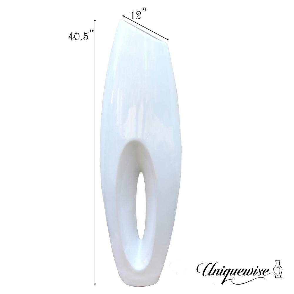 Elegant White Magnesium Oxide 40-inch Decorative Floor Vase