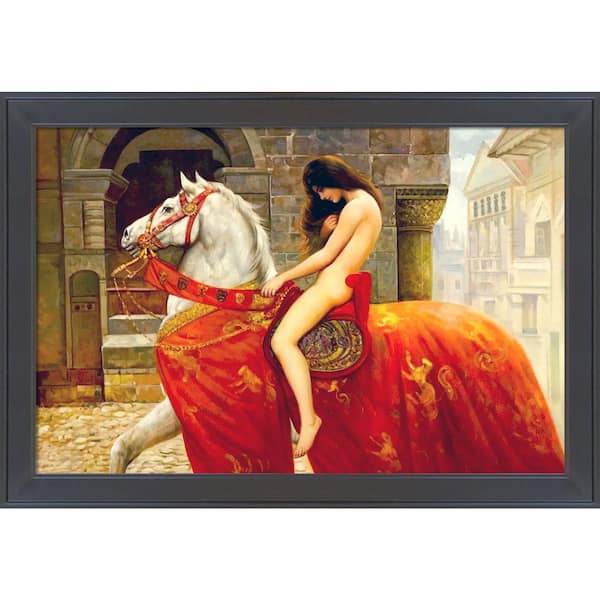 LA PASTICHE Lady Godiva, c. 1897 by John Maler Collier Gallery Black Framed People Oil Painting Art Print 28 in. x 40 in.